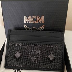 MCM Aren Mini Card Case In Vintage Monogram Jacquard